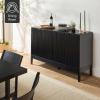 imageBest Choice Products 55quot Modern 4Door Sideboard Storage Cabinet Buffet Media Cabinet Cupboard Entryway Accent Table Bookcase wReed Panels and Adjustable Shelves  NaturalBlack