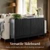 imageBest Choice Products 55quot Modern 4Door Sideboard Storage Cabinet Buffet Media Cabinet Cupboard Entryway Accent Table Bookcase wReed Panels and Adjustable Shelves  NaturalBlack