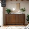 imageBest Choice Products 55quot Modern 4Door Sideboard Storage Cabinet Buffet Media Cabinet Cupboard Entryway Accent Table Bookcase wReed Panels and Adjustable Shelves  NaturalWalnut