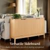 imageBest Choice Products 55quot Modern 4Door Sideboard Storage Cabinet Buffet Media Cabinet Cupboard Entryway Accent Table Bookcase wReed Panels and Adjustable Shelves  NaturalNatural