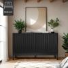 imageBest Choice Products 55quot Modern 4Door Sideboard Storage Cabinet Buffet Media Cabinet Cupboard Entryway Accent Table Bookcase wReed Panels and Adjustable Shelves  NaturalBlack
