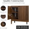 imageBest Choice Products 55quot Modern 4Door Sideboard Storage Cabinet Buffet Media Cabinet Cupboard Entryway Accent Table Bookcase wReed Panels and Adjustable Shelves  NaturalWalnut