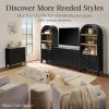 imageBest Choice Products 55quot Modern 4Door Sideboard Storage Cabinet Buffet Media Cabinet Cupboard Entryway Accent Table Bookcase wReed Panels and Adjustable Shelves  NaturalNatural