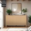 imageBest Choice Products 55quot Modern 4Door Sideboard Storage Cabinet Buffet Media Cabinet Cupboard Entryway Accent Table Bookcase wReed Panels and Adjustable Shelves  NaturalNatural