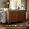 imageBest Choice Products 55quot Modern 4Door Sideboard Storage Cabinet Buffet Media Cabinet Cupboard Entryway Accent Table Bookcase wReed Panels and Adjustable Shelves  NaturalWalnut