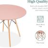 imageBest Choice Products 5Piece Dining Set Compact MidCentury Modern Table ampamp Chair Set for Home Apartment w 4 Chairs Plastic Seats Wooden Legs Metal Frame  BlueOakPinkOak