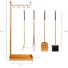 imageBest Choice Products 5Piece Modern Contemporary Fireplace Tool Set for Indoor Fireplace Dcor Outdoor Fire Pit wPoker Tongs Dust Pan Shovel Brush Ergonomic Handles  Antique GoldGold