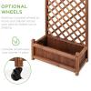 imageBest Choice Products 60in Wood Planter Box ampamp Diamond Lattice Trellis Mobile Outdoor Raised Garden Bed for Climbing Plants wDrainage Holes Optional Wheels  Walnut