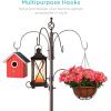imageBest Choice Products 6Hook Bird Feeding Station Steel MultiFeeder Kit Stand for Attracting Wild Birds w 4 Bird Feeders Mesh Tray Bird Bath 5Prong Base  BlackBronze