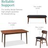 imageBest Choice Products 6Piece Wooden Dining Set MidCentury Modern Table ampamp Upholstered Chair Set wBench Seat Rubberwood Legs  WalnutCreamWalnutCharcoal