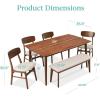 imageBest Choice Products 6Piece Wooden Dining Set MidCentury Modern Table ampamp Upholstered Chair Set wBench Seat Rubberwood Legs  WalnutCreamWalnutCream