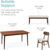 imageBest Choice Products 6Piece Wooden Dining Set MidCentury Modern Table ampamp Upholstered Chair Set wBench Seat Rubberwood Legs  WalnutCreamWalnutCream