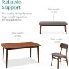 imageBest Choice Products 6Piece Wooden Dining Set MidCentury Modern Table ampamp Upholstered Chair Set wBench Seat Rubberwood Legs  WalnutCreamWalnutGray