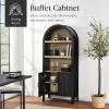 imageBest Choice Products 72in Tall Arched Pantry Cabinet wDoors 5Tier Bookshelf Armoire Hutch Bookcase Storage Cabinet wAdjustable Shelves  Black OakBlack Oak
