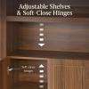 imageBest Choice Products 72in Tall Arched Pantry Cabinet wDoors 5Tier Bookshelf Armoire Hutch Bookcase Storage Cabinet wAdjustable Shelves  Black OakWalnut