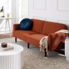 imageBest Choice Products 77quot Mid Century Modern Velvet Loveseat Sofa Couch Convertible Sofa Sleeper Bed wReal Wood Removable Armrest  PlumBoucle  Burnt Sienna
