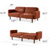 imageBest Choice Products 77quot Mid Century Modern Velvet Loveseat Sofa Couch Convertible Sofa Sleeper Bed wReal Wood Removable Armrest  PlumBoucle  Burnt Sienna