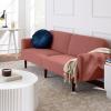 imageBest Choice Products 77quot Mid Century Modern Velvet Loveseat Sofa Couch Convertible Sofa Sleeper Bed wReal Wood Removable Armrest  PlumBoucle  Mauve