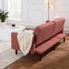 imageBest Choice Products 77quot Mid Century Modern Velvet Loveseat Sofa Couch Convertible Sofa Sleeper Bed wReal Wood Removable Armrest  PlumBoucle  Mauve