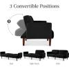 imageBest Choice Products 77quot Mid Century Modern Velvet Loveseat Sofa Couch Convertible Sofa Sleeper Bed wReal Wood Removable Armrest  PlumBoucle  Midnight Black