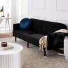 imageBest Choice Products 77quot Mid Century Modern Velvet Loveseat Sofa Couch Convertible Sofa Sleeper Bed wReal Wood Removable Armrest  PlumBoucle  Midnight Black
