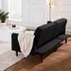 imageBest Choice Products 77quot Mid Century Modern Velvet Loveseat Sofa Couch Convertible Sofa Sleeper Bed wReal Wood Removable Armrest  PlumBoucle  Midnight Black