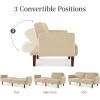 imageBest Choice Products 77quot Mid Century Modern Velvet Loveseat Sofa Couch Convertible Sofa Sleeper Bed wReal Wood Removable Armrest  PlumBoucle  Oatmeal