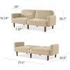 imageBest Choice Products 77quot Mid Century Modern Velvet Loveseat Sofa Couch Convertible Sofa Sleeper Bed wReal Wood Removable Armrest  PlumBoucle  Oatmeal