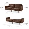 imageBest Choice Products 77quot Mid Century Modern Velvet Loveseat Sofa Couch Convertible Sofa Sleeper Bed wReal Wood Removable Armrest  PlumVelvet  Mocha Brown