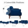 imageBest Choice Products 77quot Mid Century Modern Velvet Loveseat Sofa Couch Convertible Sofa Sleeper Bed wReal Wood Removable Armrest  PlumVelvet  Navy Blue
