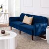 imageBest Choice Products 77quot Mid Century Modern Velvet Loveseat Sofa Couch Convertible Sofa Sleeper Bed wReal Wood Removable Armrest  PlumVelvet  Navy Blue