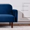 imageBest Choice Products 77quot Mid Century Modern Velvet Loveseat Sofa Couch Convertible Sofa Sleeper Bed wReal Wood Removable Armrest  PlumVelvet  Navy Blue