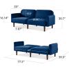 imageBest Choice Products 77quot Mid Century Modern Velvet Loveseat Sofa Couch Convertible Sofa Sleeper Bed wReal Wood Removable Armrest  PlumVelvet  Navy Blue