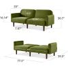 imageBest Choice Products 77quot Mid Century Modern Velvet Loveseat Sofa Couch Convertible Sofa Sleeper Bed wReal Wood Removable Armrest  PlumVelvet  Olive Green