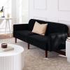 imageBest Choice Products 77quot Mid Century Modern Velvet Loveseat Sofa Couch Convertible Sofa Sleeper Bed wReal Wood Removable Armrest  PlumVelvet  Onyx Black
