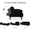 imageBest Choice Products 77quot Mid Century Modern Velvet Loveseat Sofa Couch Convertible Sofa Sleeper Bed wReal Wood Removable Armrest  PlumVelvet  Onyx Black