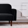 imageBest Choice Products 77quot Mid Century Modern Velvet Loveseat Sofa Couch Convertible Sofa Sleeper Bed wReal Wood Removable Armrest  PlumVelvet  Onyx Black