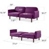 imageBest Choice Products 77quot Mid Century Modern Velvet Loveseat Sofa Couch Convertible Sofa Sleeper Bed wReal Wood Removable Armrest  PlumVelvet  Plum