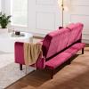 imageBest Choice Products 77quot Mid Century Modern Velvet Loveseat Sofa Couch Convertible Sofa Sleeper Bed wReal Wood Removable Armrest  PlumVelvet  Raspberry