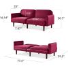 imageBest Choice Products 77quot Mid Century Modern Velvet Loveseat Sofa Couch Convertible Sofa Sleeper Bed wReal Wood Removable Armrest  PlumVelvet  Raspberry