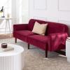 imageBest Choice Products 77quot Mid Century Modern Velvet Loveseat Sofa Couch Convertible Sofa Sleeper Bed wReal Wood Removable Armrest  PlumVelvet  Raspberry