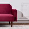 imageBest Choice Products 77quot Mid Century Modern Velvet Loveseat Sofa Couch Convertible Sofa Sleeper Bed wReal Wood Removable Armrest  PlumVelvet  Raspberry