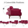 imageBest Choice Products 77quot Mid Century Modern Velvet Loveseat Sofa Couch Convertible Sofa Sleeper Bed wReal Wood Removable Armrest  PlumVelvet  Raspberry
