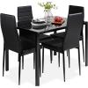 imageBest Choice Products 7Piece Glass Dining Set Modern Kitchen Table Furniture for Dining Room Dinette Compact SpaceSaving wGlass Tabletop 6 Upholstered PU Chairs Metal Steel Frame  BlackBlack