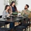 imageBest Choice Products 7Piece Modern Dining Room Set Kitchen Table Set Dining Table w 6 Chairs Upholstered Cushions Solid Metal Frame Curved Backrest  BlackIvoryBlackBlack