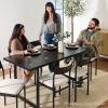 imageBest Choice Products 7Piece Modern Dining Room Set Kitchen Table Set Dining Table w 6 Chairs Upholstered Cushions Solid Metal Frame Curved Backrest  BlackIvoryBlackGray