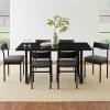 imageBest Choice Products 7Piece Modern Dining Room Set Kitchen Table Set Dining Table w 6 Chairs Upholstered Cushions Solid Metal Frame Curved Backrest  BlackIvoryBlackGray