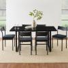 imageBest Choice Products 7Piece Modern Dining Room Set Kitchen Table Set Dining Table w 6 Chairs Upholstered Cushions Solid Metal Frame Curved Backrest  BlackIvoryBlackBlack