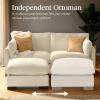 imageBest Choice Products 82in Modular Cloud Pillowtop Loveseat Sofa Deep Seat Sectional Couch wStorage Ottoman Plush Corduroy Fabric Real Wood Frame and Legs  IvoryIvory