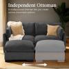 imageBest Choice Products 82in Modular Cloud Pillowtop Loveseat Sofa Deep Seat Sectional Couch wStorage Ottoman Plush Corduroy Fabric Real Wood Frame and Legs  IvoryGrey